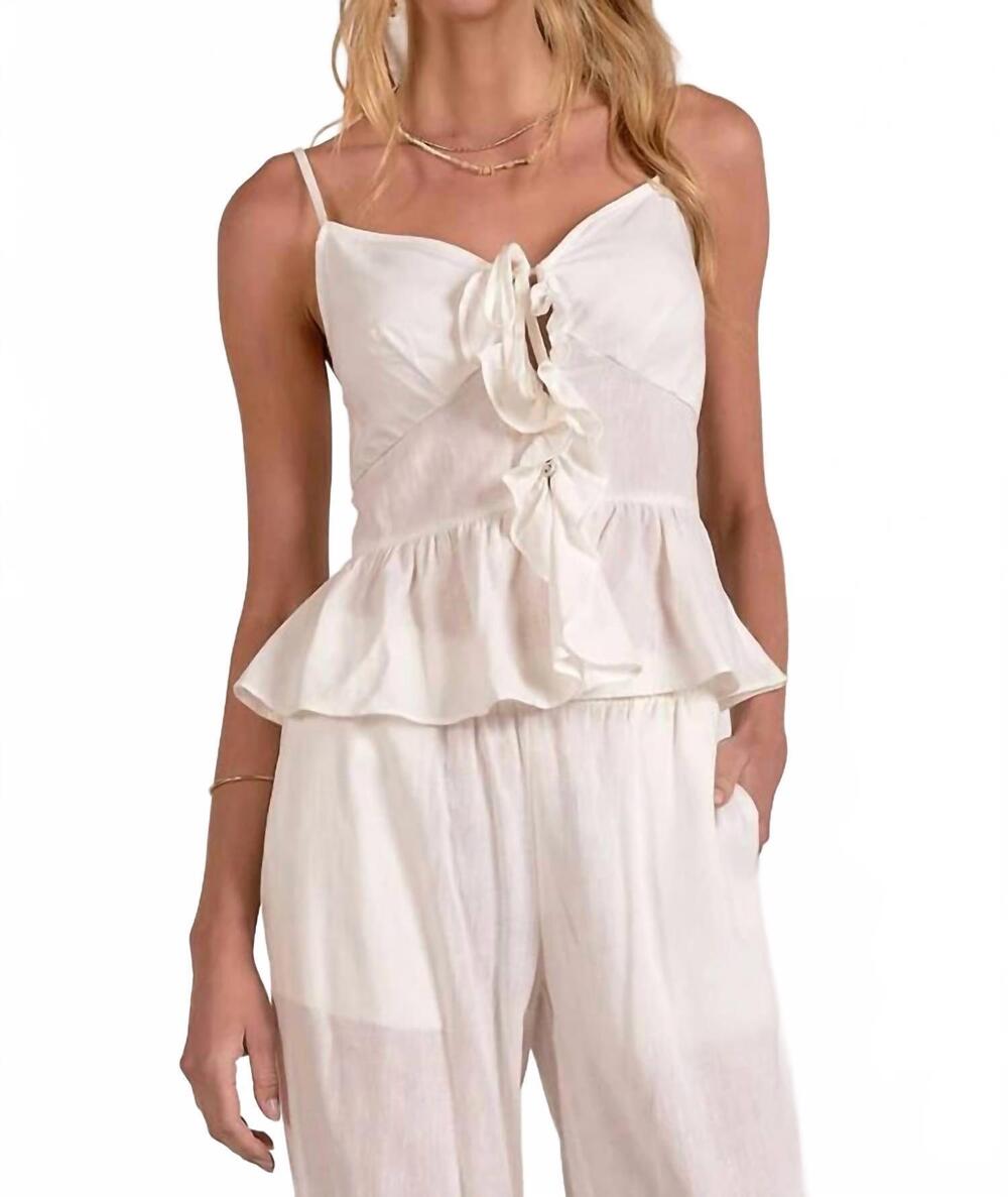 NEW ELAN tie front spaghetti strap top in white